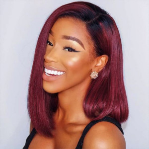 ombre 1b 99J straight lace front wig
