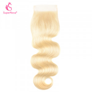 Body Wave Hair 613 Color Bleached Blonde 4x4 Lace Closure Free Part