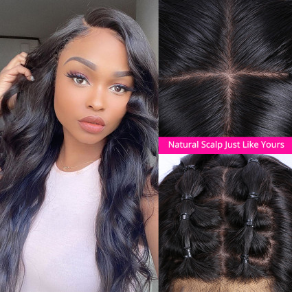 Body Wave Pre-Made Fake Scalp Wigs For Black Women