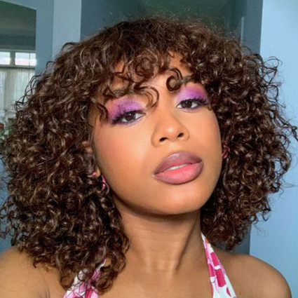 curly human hair wigs with bang