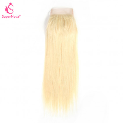 Honey Blonde #613 Straight Human Hair 4X4 Free Part Lace Closure