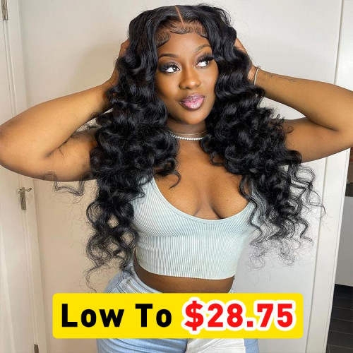 SuperNova Loose Deep Wave Human Hair 13x4 Lace Front Wig 14-20inch For Sale