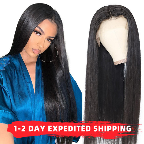 Straight HD Lace Front Human Hair Wigs With Baby Hair 180% Density 