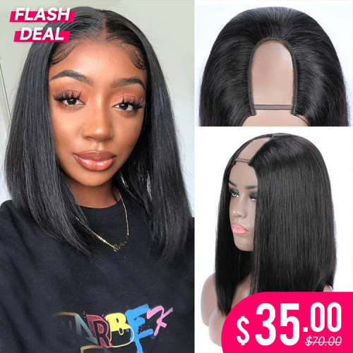 Limited-Time Sale-Straight U/ V Part Bob Wig Human Hair Upart Wigs For Sale