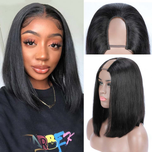 Limited-Time Sale-Straight U/ V Part Bob Wig Human Hair Upart Wigs For Sale