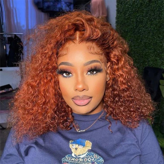 SuperNova Short Ginger Brown Jerry Curly Wig Human Hair