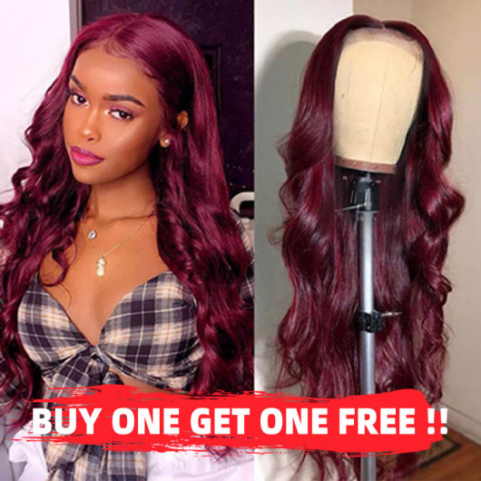 99J Burgundy Color Body Wave 5*5 13x4 HD Lace Front Wigs For Black Women