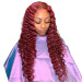 burgundy deep wave lace front wig