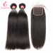 Brazilian Straight Hair Bundles With Lace Closure