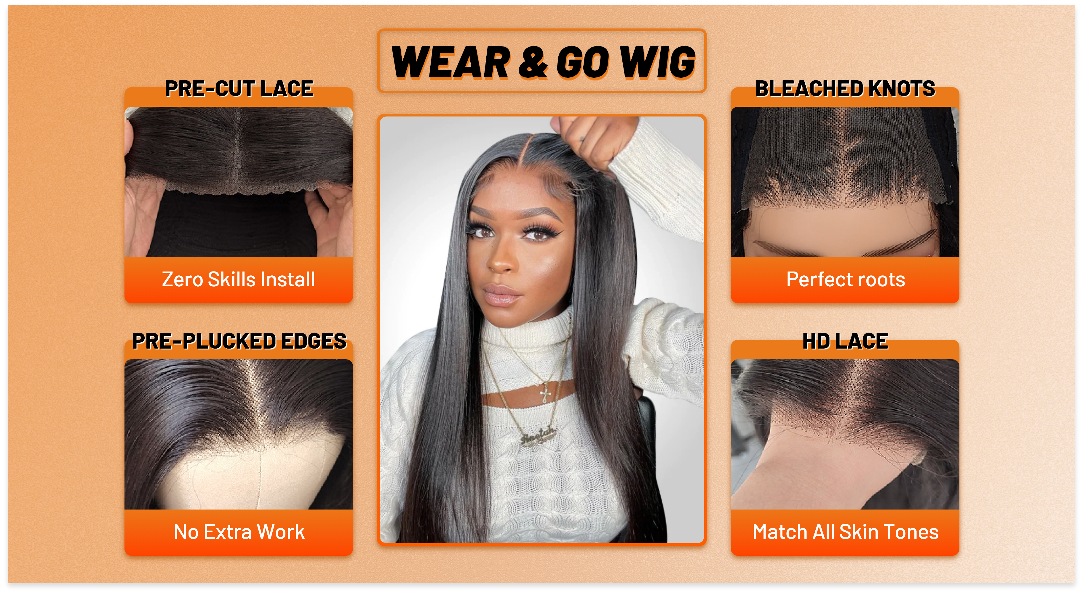 Glueless Straight Human Hair Wigs