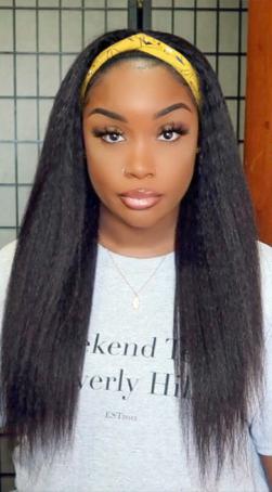 Yaki Straight Hair Glueless Headband Wig