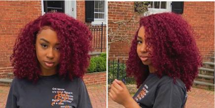 Burgundy Curly Human Hair Lace Front Wigs