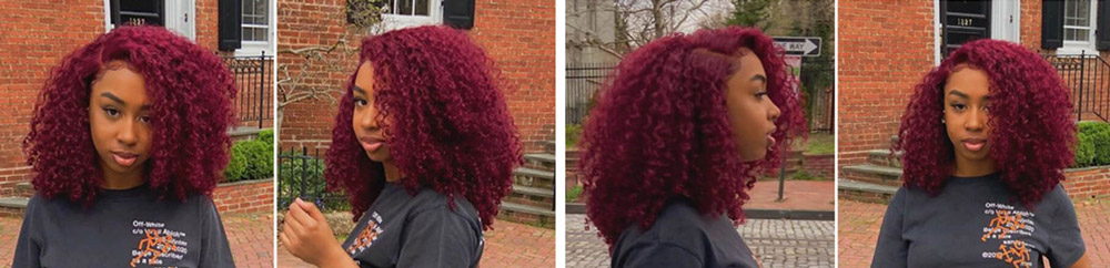 curly burgundy lace front wigs