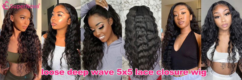 loose deep wave 5x5 lace closure wig