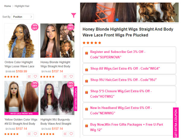 How to buy highlight lace wigs on supernova hair