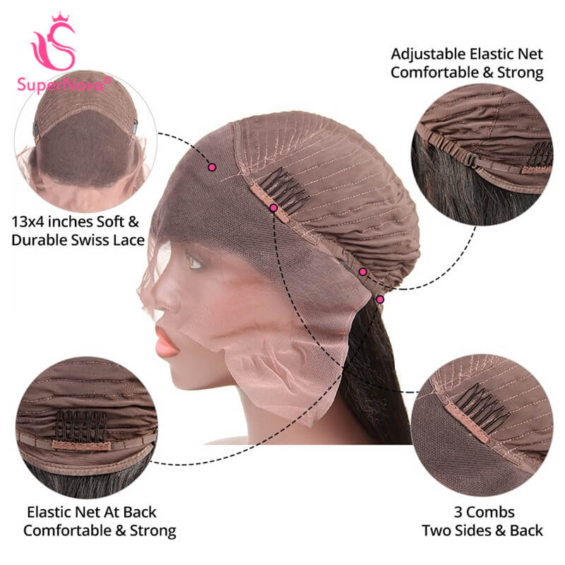 New Arrival Yaki Straight Human Hair Yaki Lace Frontal Wigs With Baby Hair